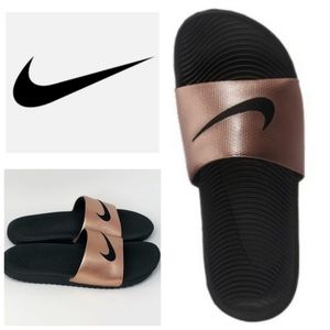 Nike Kawa Metallic Rose Gold Slide Sandals